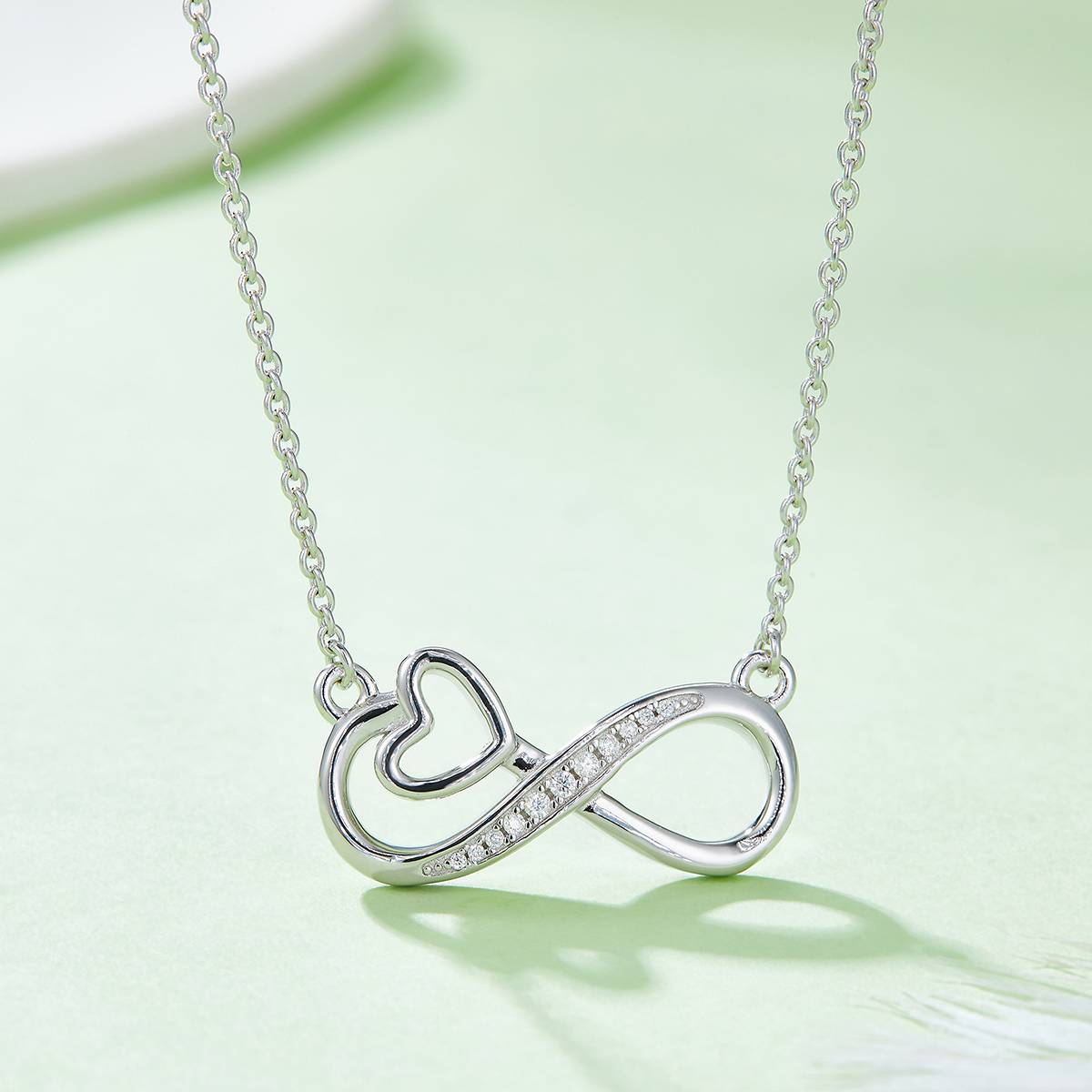 Hollow Infinite Love Pendant S925 Silver Moissanite Grade D 0.1CT